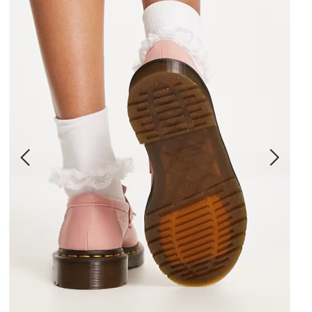 Dr. Martens Adrian Virginia Leather Tassel Loafers in Neutral Light Pink Size 7 - Picture 3 of 10